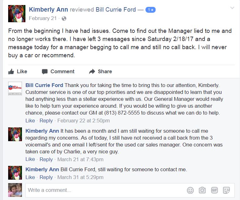 Bill Currie Ford Sucks Complaints