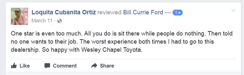 Bill Currie Ford Sucks Complaints
